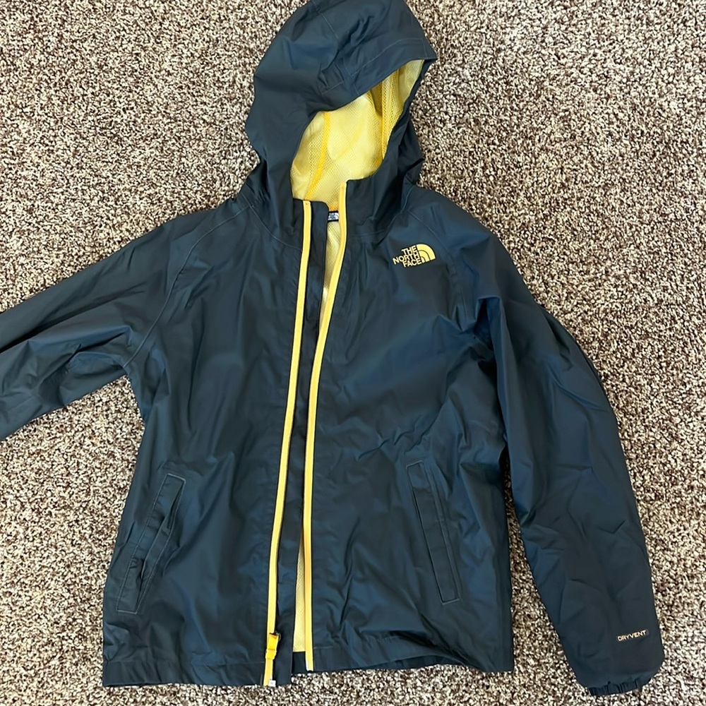 Like new - boys size M Northface dryvent grey/charcoal rain jacket